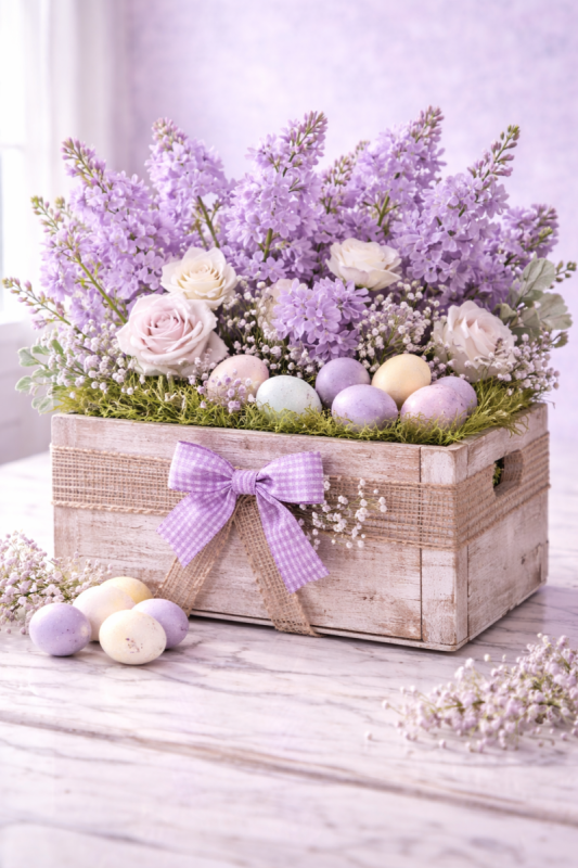 lindas ideias de centros de mesa lilases para a pascoa 3 scaled