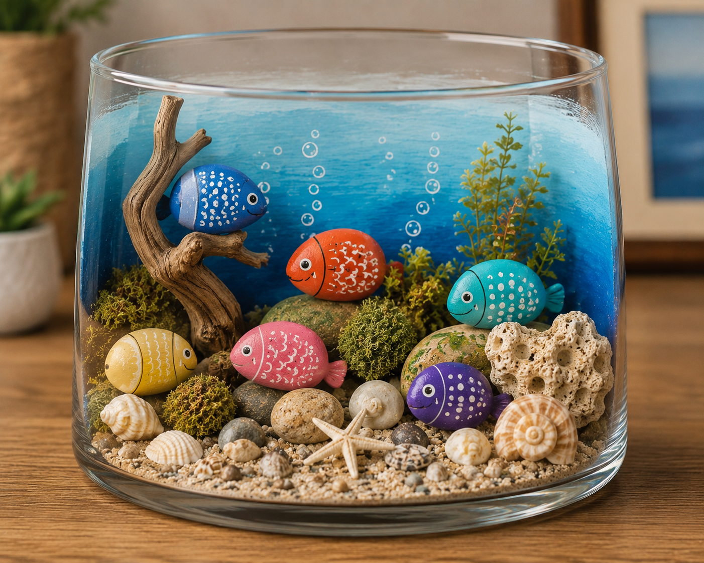 Lindo aqu&aacute;rio com peixes-pedra: ideias criativas para uma decora&ccedil;&atilde;o artesanal encantadora lindo aquario com peixes pedra 1