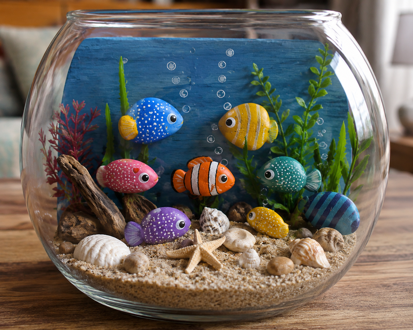 Lindo aqu&aacute;rio com peixes-pedra: ideias criativas para uma decora&ccedil;&atilde;o artesanal encantadora lindo aquario com peixes pedra 2