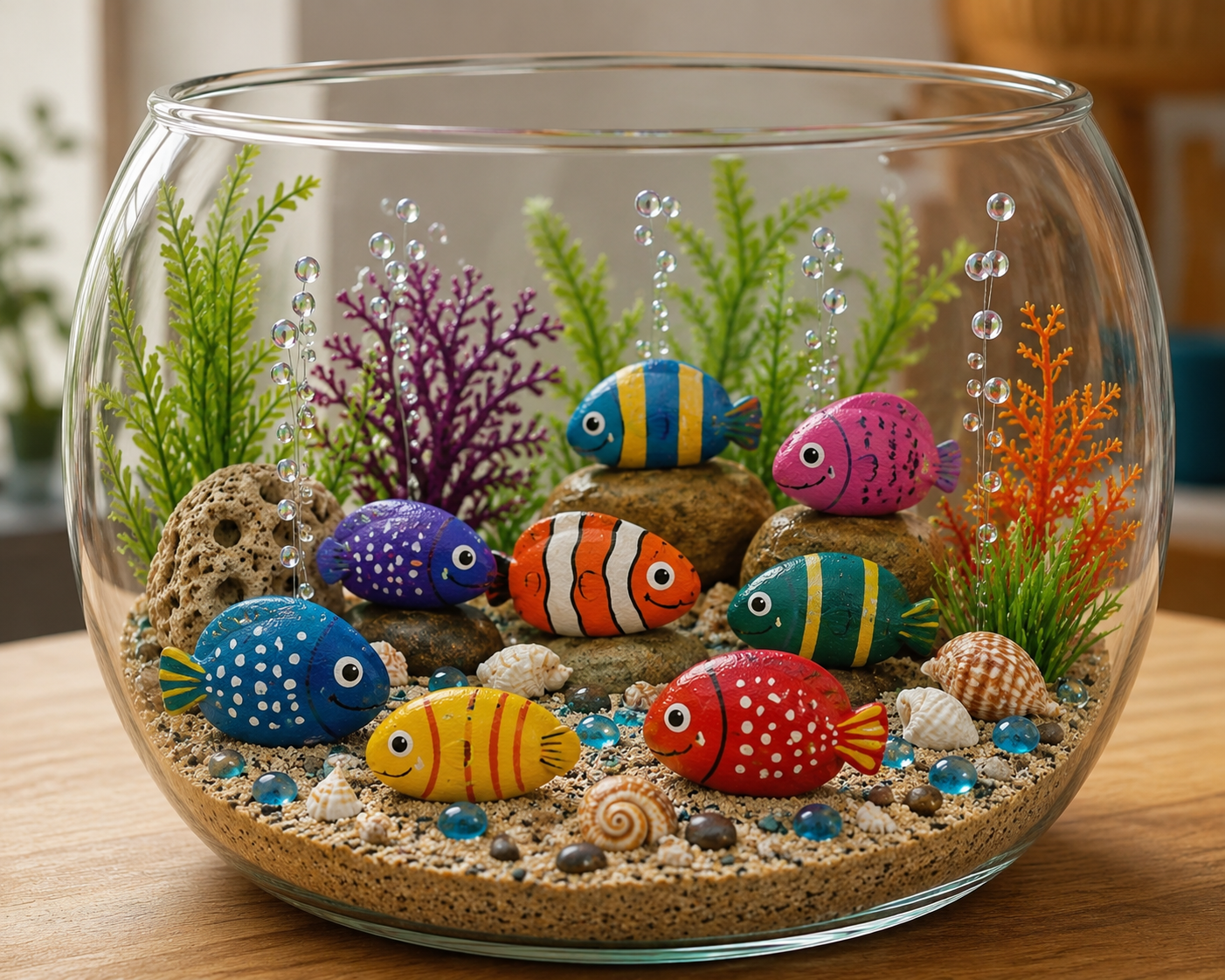 Lindo aqu&aacute;rio com peixes-pedra: ideias criativas para uma decora&ccedil;&atilde;o artesanal encantadora lindo aquario com peixes pedra 3