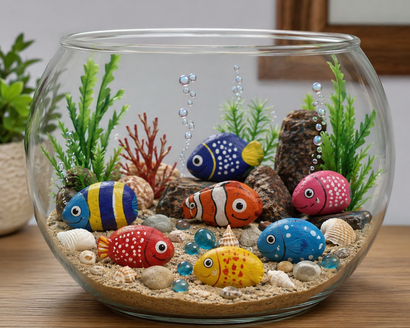 Lindo aqu&aacute;rio com peixes-pedra: ideias criativas para uma decora&ccedil;&atilde;o artesanal encantadora lindo aquario com peixes pedra 4