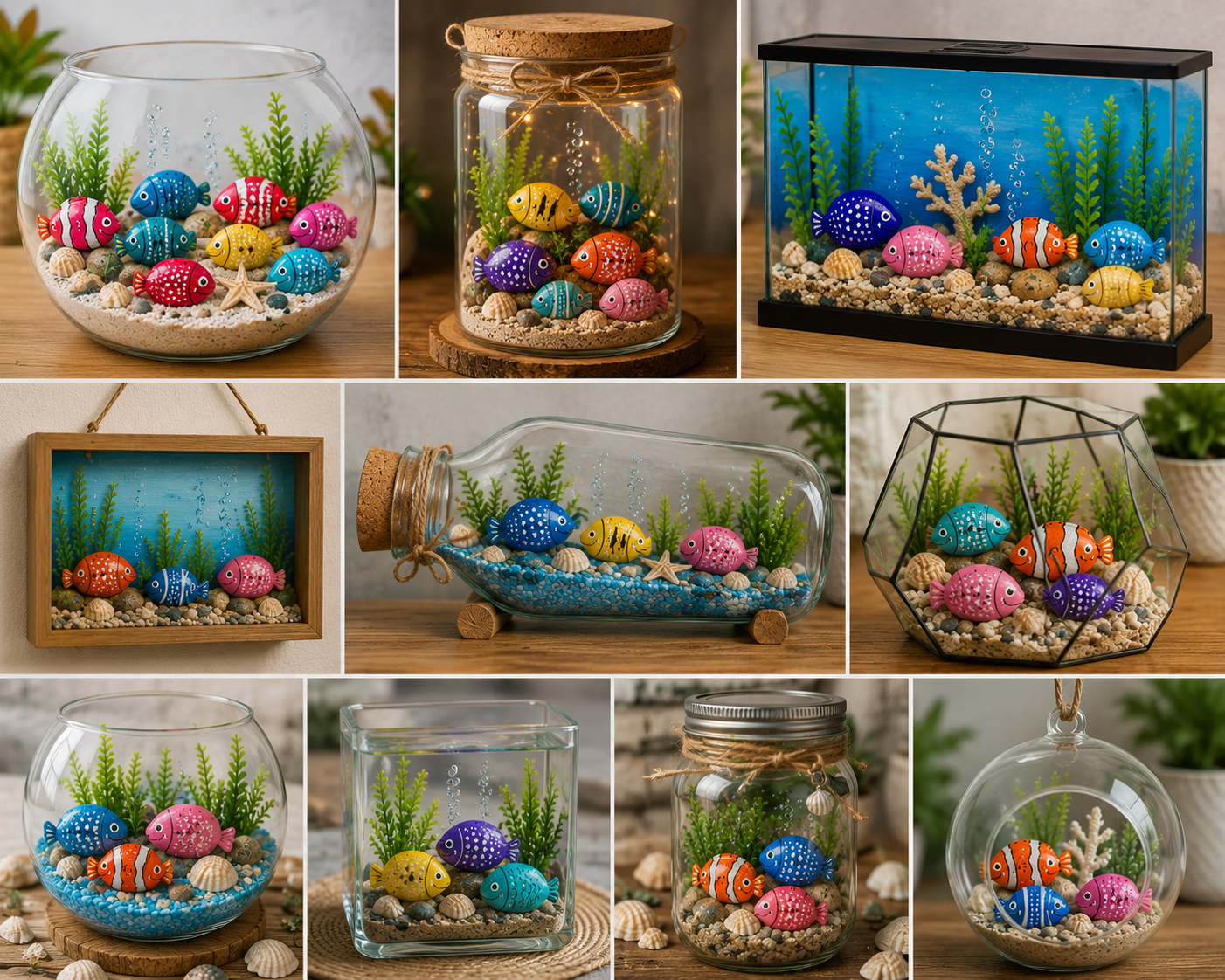 Lindo aqu&aacute;rio com peixes-pedra: ideias criativas para uma decora&ccedil;&atilde;o artesanal encantadora lindo aquario com peixes pedra 6