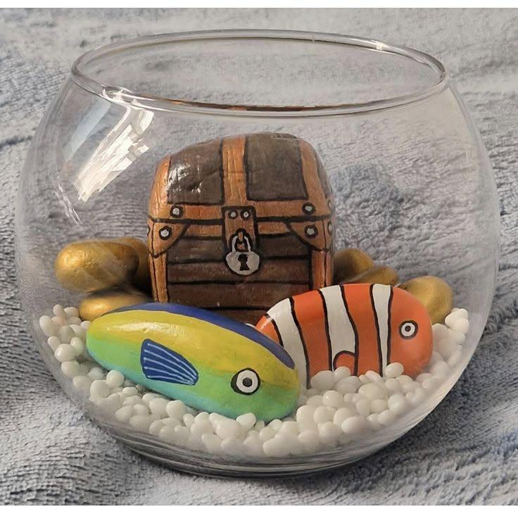 Lindo aqu&aacute;rio com peixes-pedra: ideias criativas para uma decora&ccedil;&atilde;o artesanal encantadora lindo aquario com peixes pedra 8