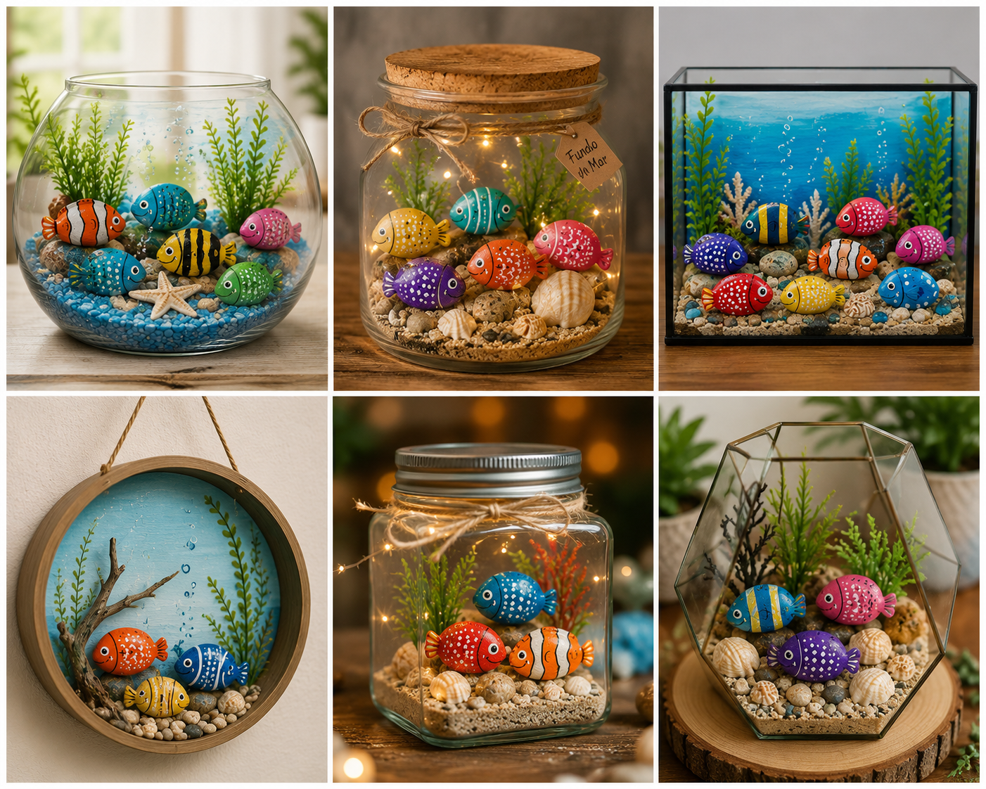 Lindo aqu&aacute;rio com peixes-pedra: ideias criativas para uma decora&ccedil;&atilde;o artesanal encantadora lindo aquario com peixes pedra