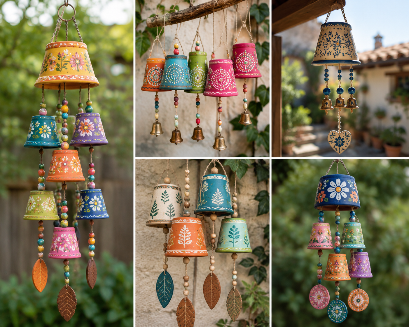 Lindos modelos de sinos de vento em vasos pintados: ideias criativas para decorar jardins, varandas e janelas lindos modelos de sinos de vento em vasos pintados 4