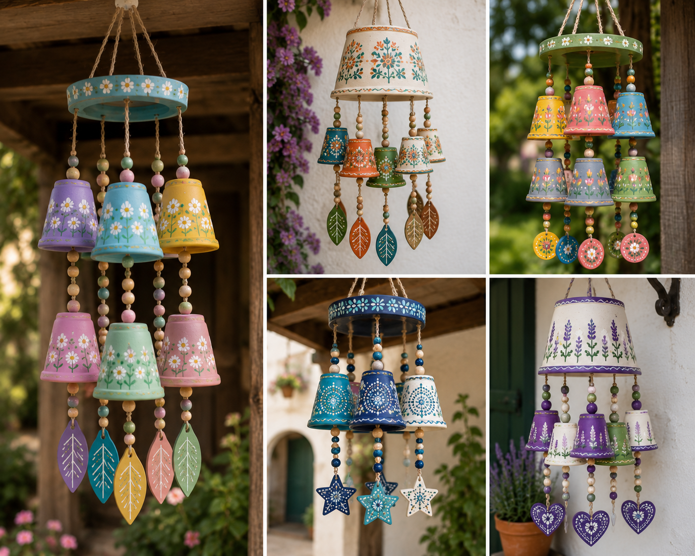 Lindos modelos de sinos de vento em vasos pintados: ideias criativas para decorar jardins, varandas e janelas lindos modelos de sinos de vento em vasos pintados