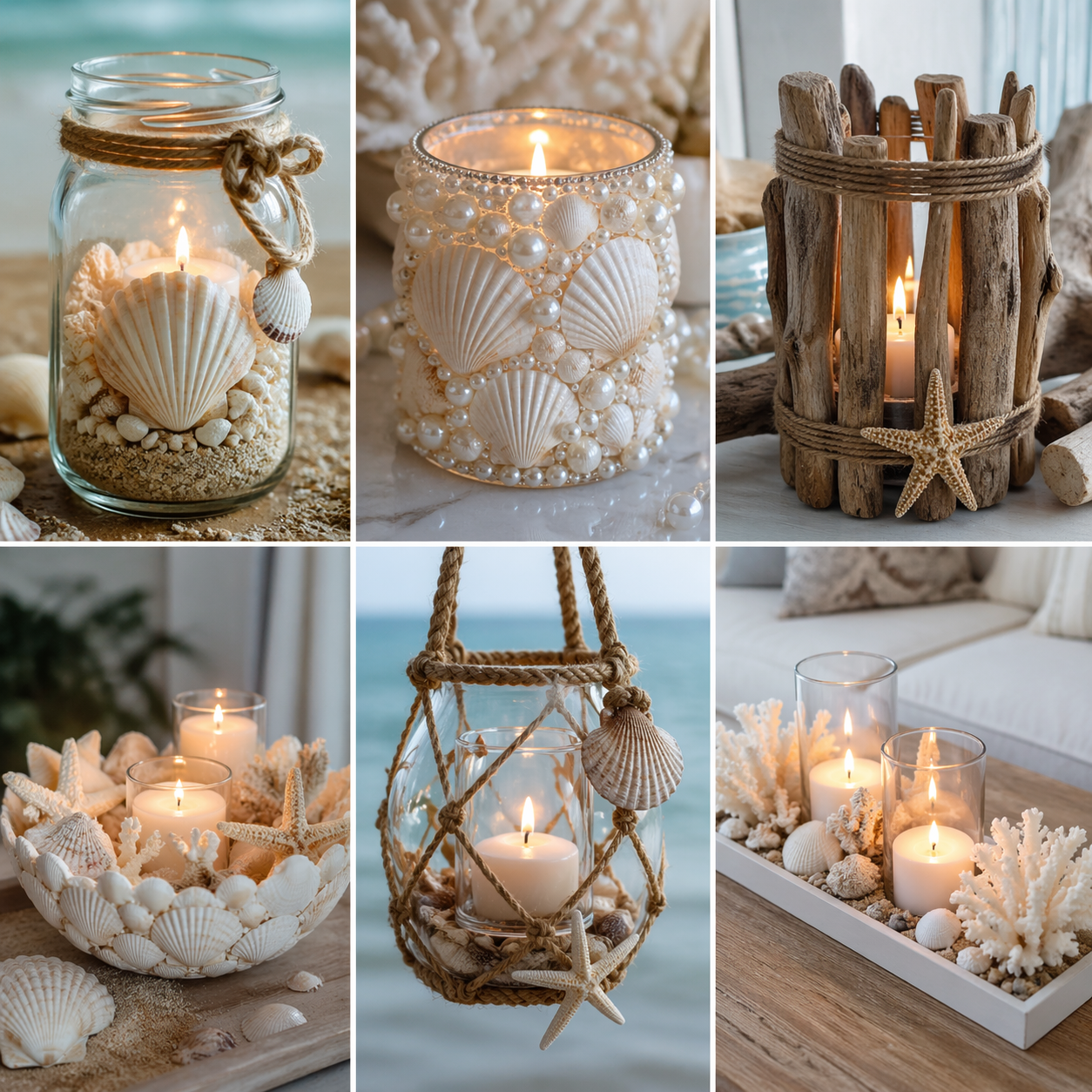 Lindos porta velas com conchas para sua casa com estilo lindos porta velas com conchas 1