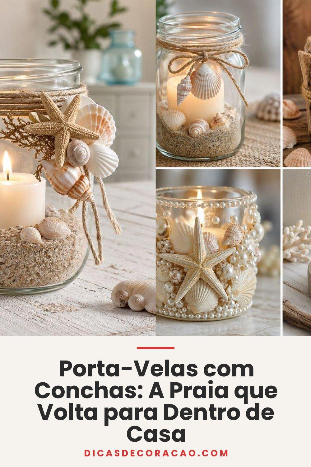 Porta-Velas com Conchas: A Praia que Volta para Dentro de Casa