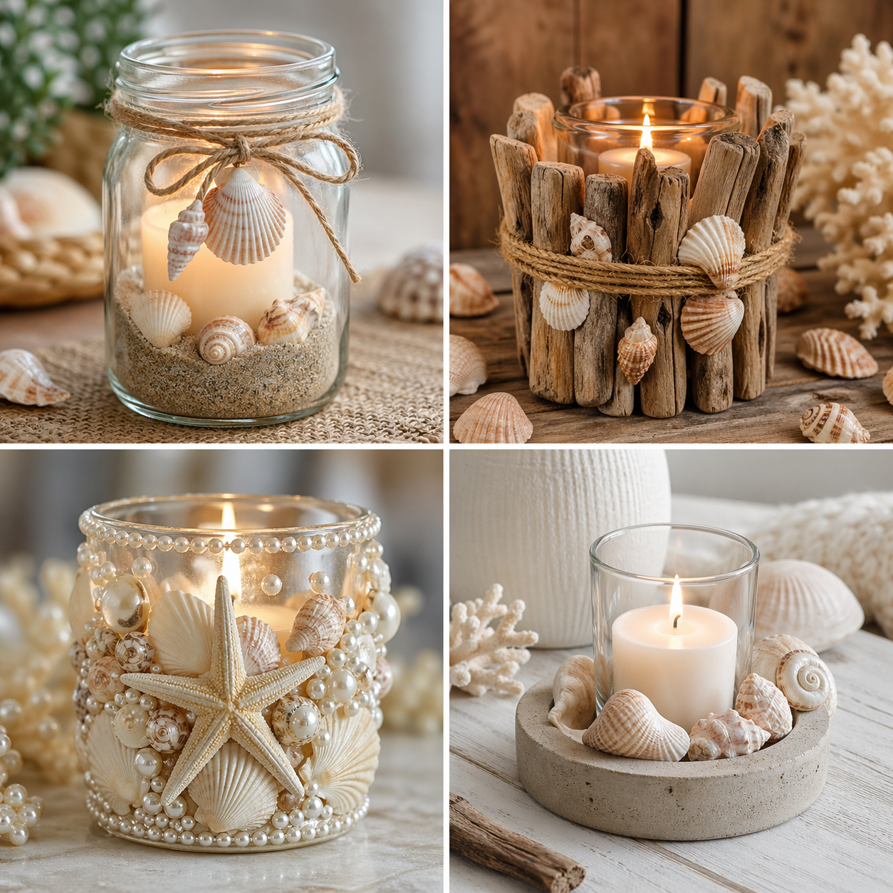 Lindos porta velas com conchas para sua casa com estilo lindos porta velas com conchas 3