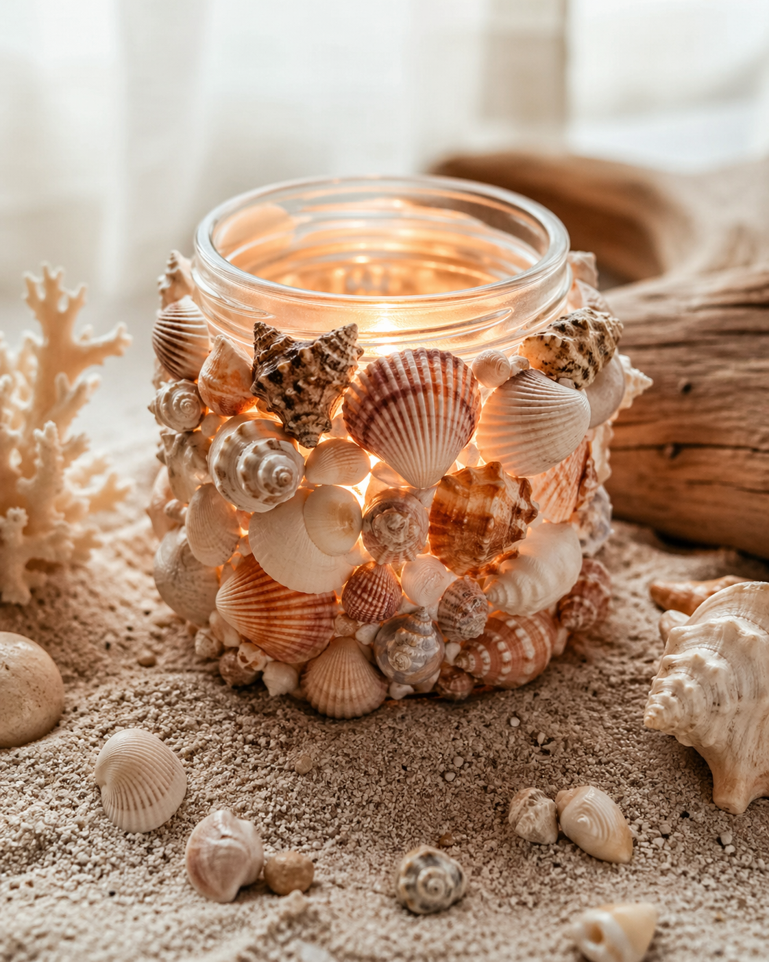 Lindos porta velas com conchas para sua casa com estilo lindos porta velas com conchas 4