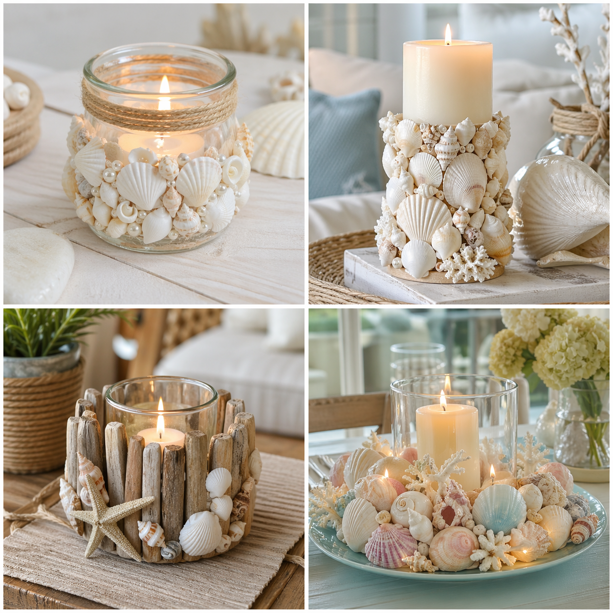 Lindos porta velas com conchas para sua casa com estilo lindos porta velas com conchas