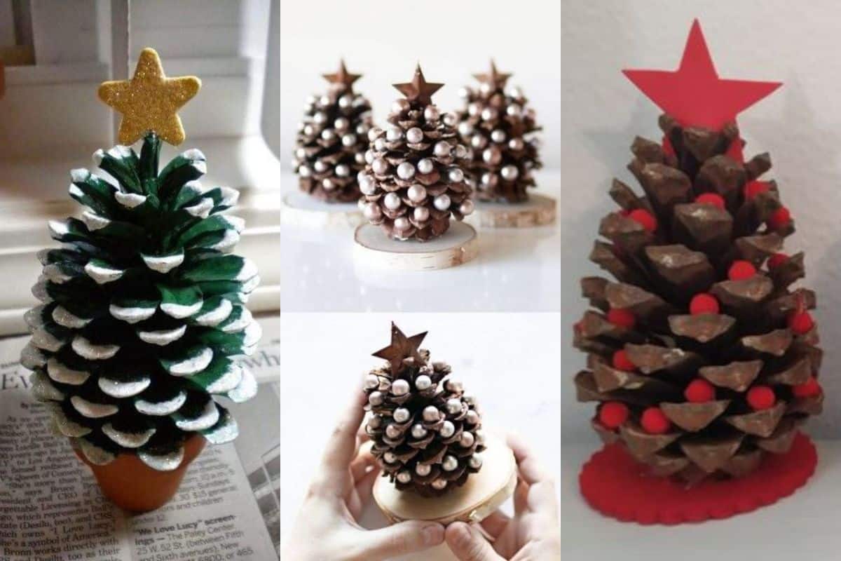 mini arvores de natal feitas com pinhas 10