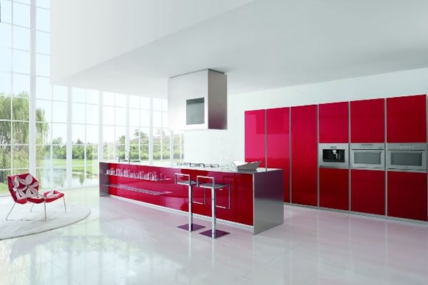 modern red kitchen cabinets from Doimo Cucine