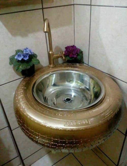 pia de banheiro feita com pneus velhos 3