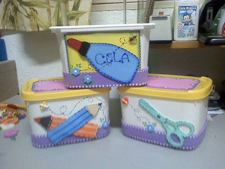 potes de margarina decorados 4