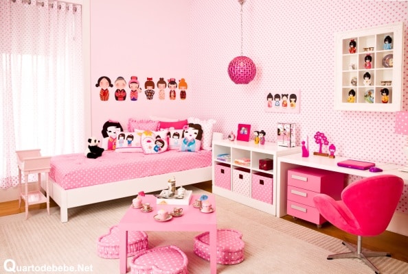 quarto feminino rosa bonecas