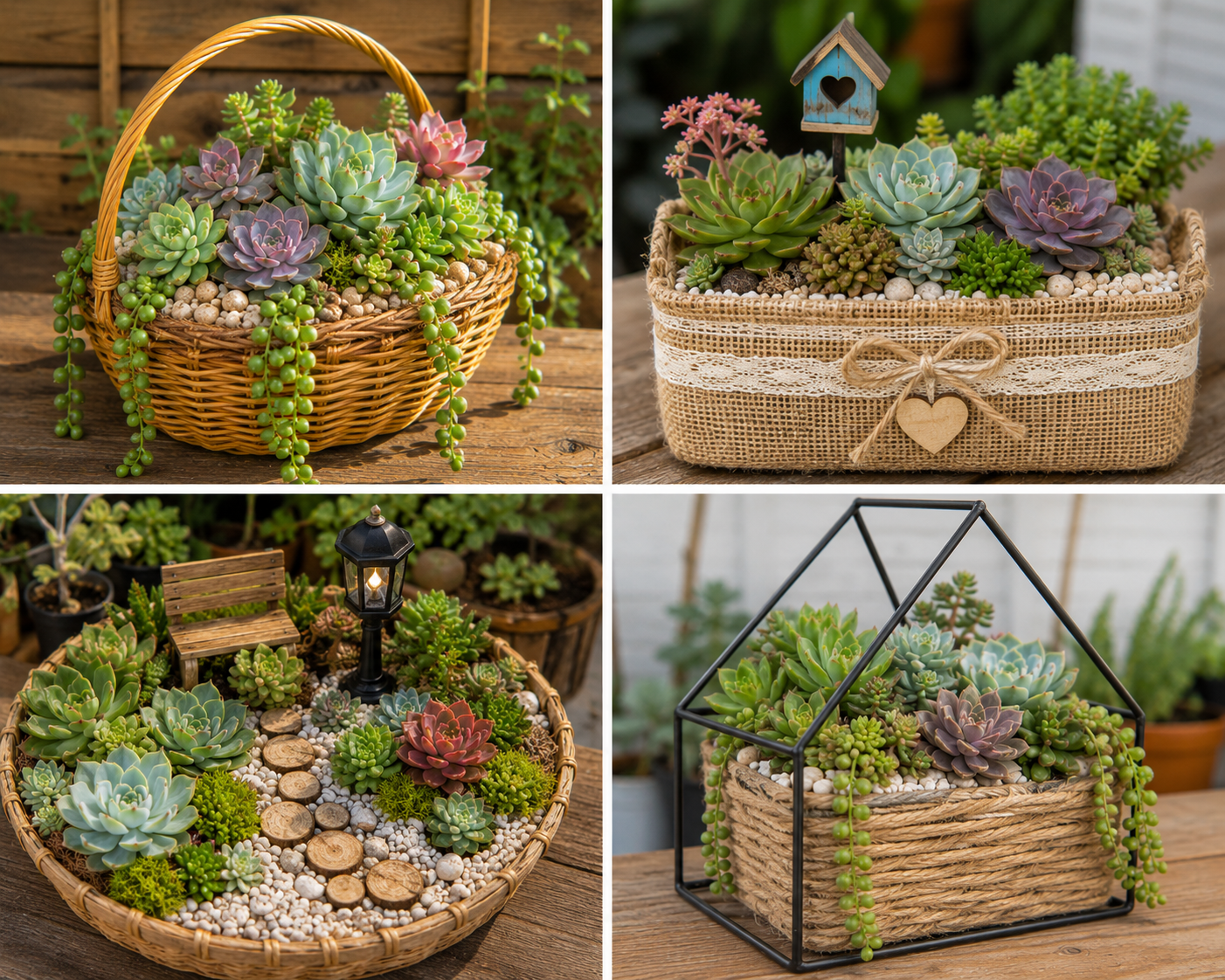 Suculentas em Cestas: Ideias Lindas para Decorar com Charme Natural suculentas em cestas ideias 5