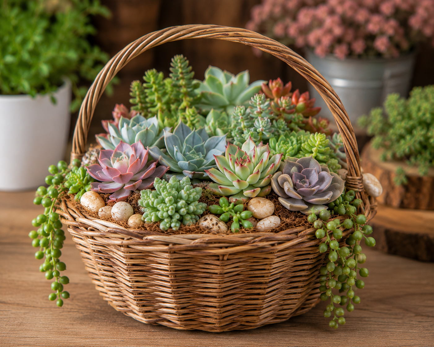 Suculentas em Cestas: Ideias Lindas para Decorar com Charme Natural suculentas em cestas ideias