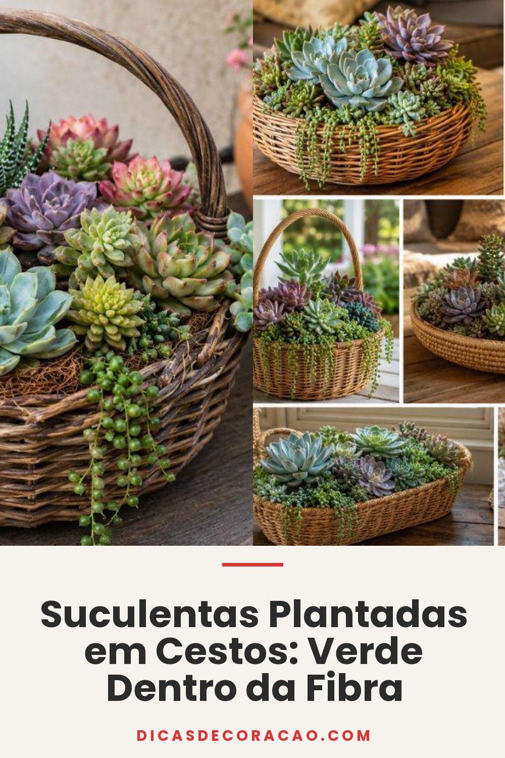 Suculentas Plantadas em Cestos: Verde Dentro da Fibra