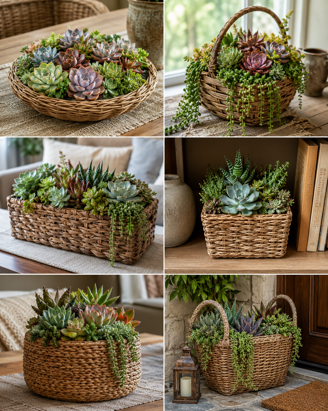 Suculentas plantadas em cestos para decorar sua casa suculentas plantadas em cestos para decorar sua casa 2