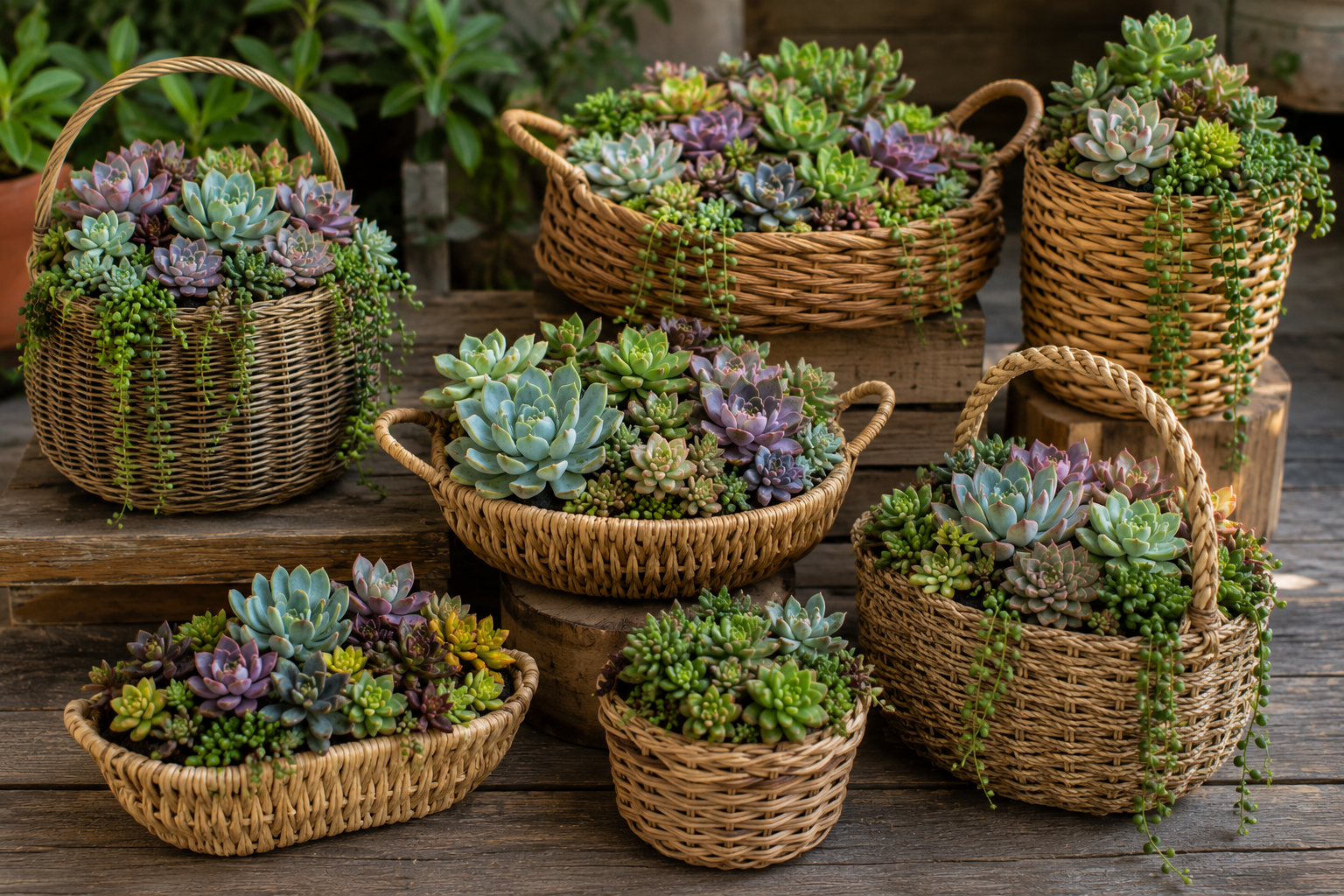 Suculentas plantadas em cestos para decorar sua casa suculentas plantadas em cestos para decorar sua casa 6