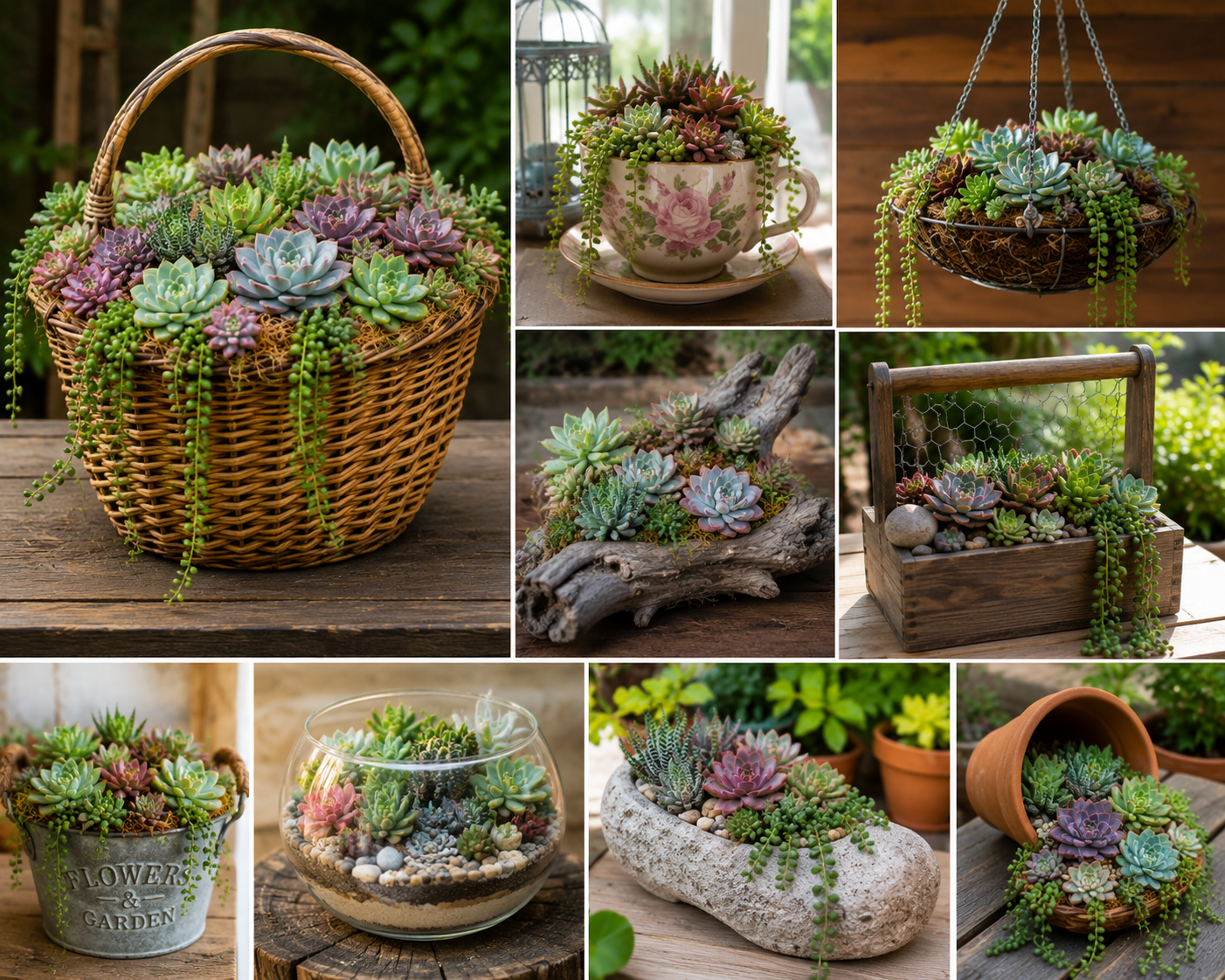 Suculentas plantadas em cestos para decorar sua casa suculentas plantadas em cestos para decorar sua casa 7
