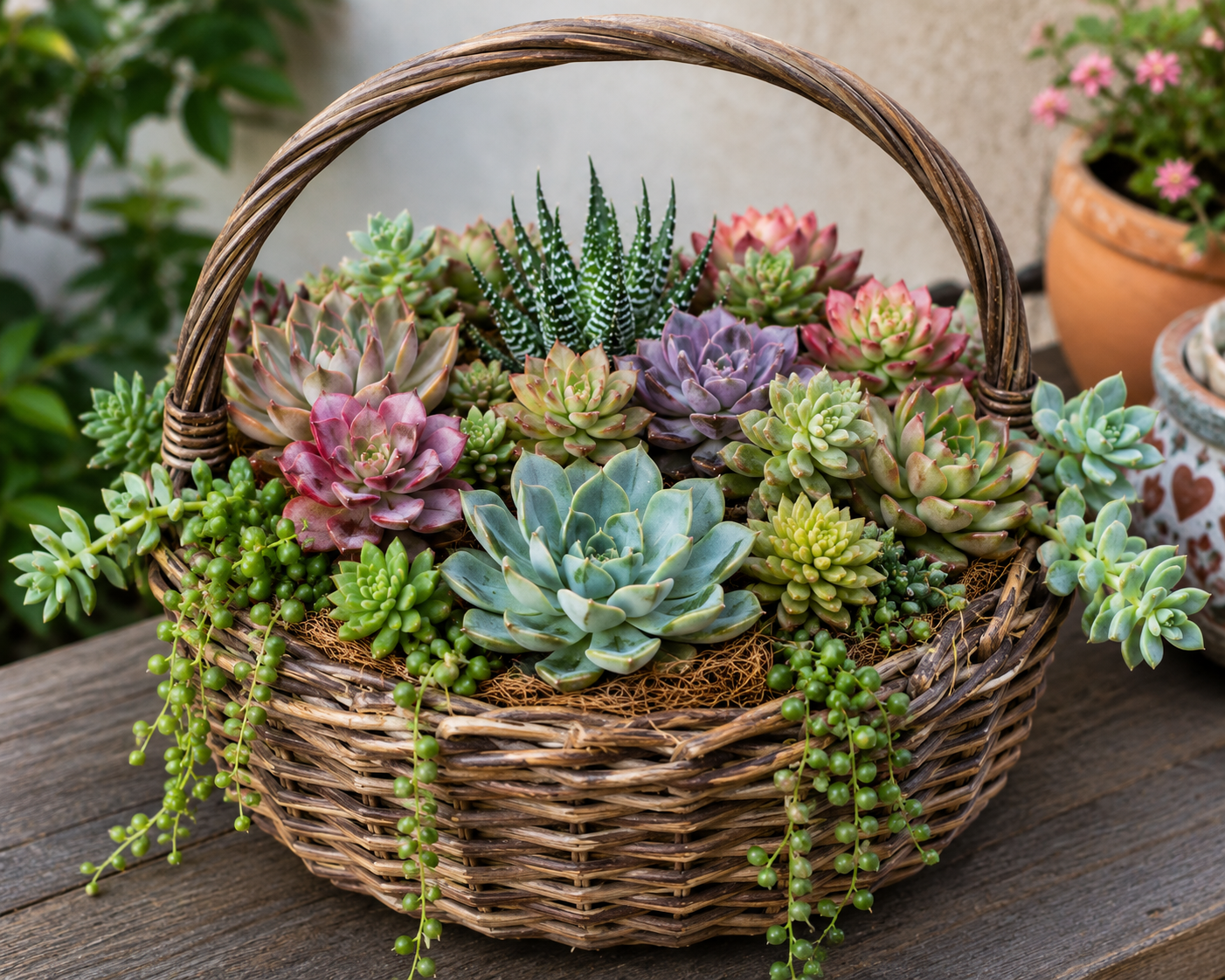 Suculentas plantadas em cestos para decorar sua casa suculentas plantadas em cestos para decorar sua casa