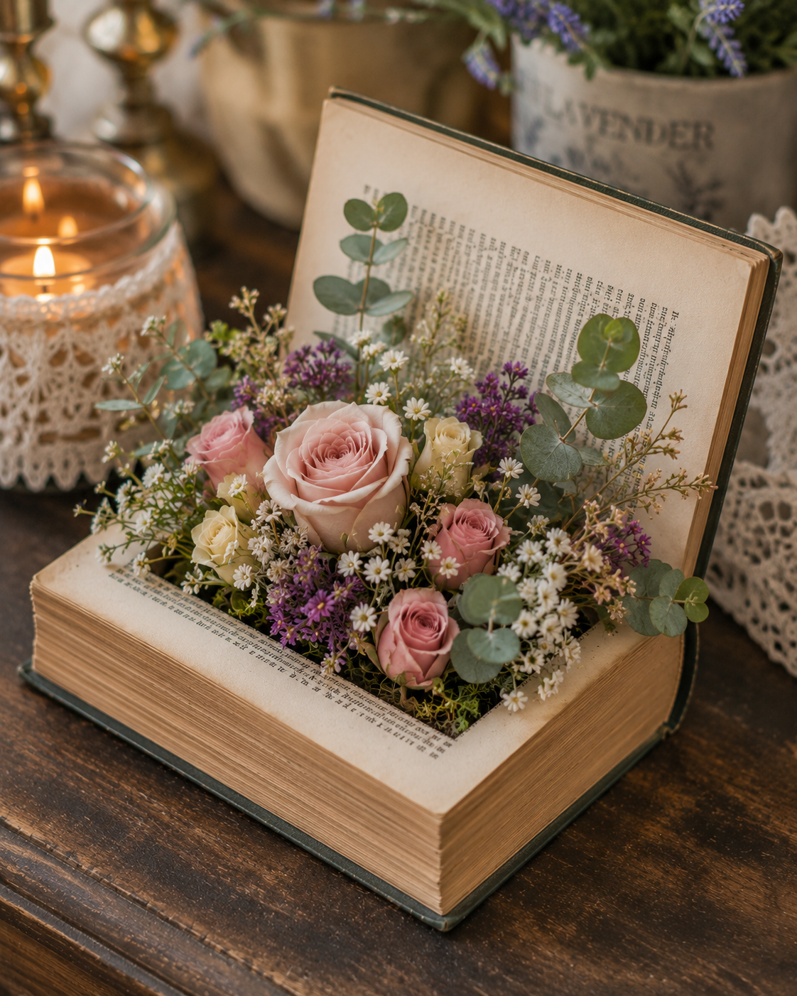 Transforme Livros em Arranjos Florais: Ideias Criativas para Decorar com Encanto transforme livros em arranjos florais 3