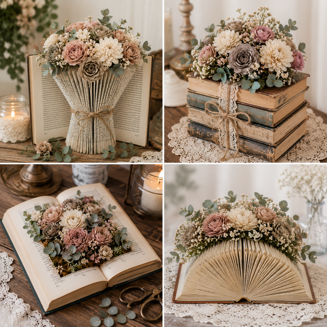 Transforme Livros em Arranjos Florais: Ideias Criativas para Decorar com Encanto transforme livros em arranjos florais