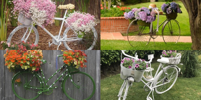 usar bicicletas como vasos de plantas