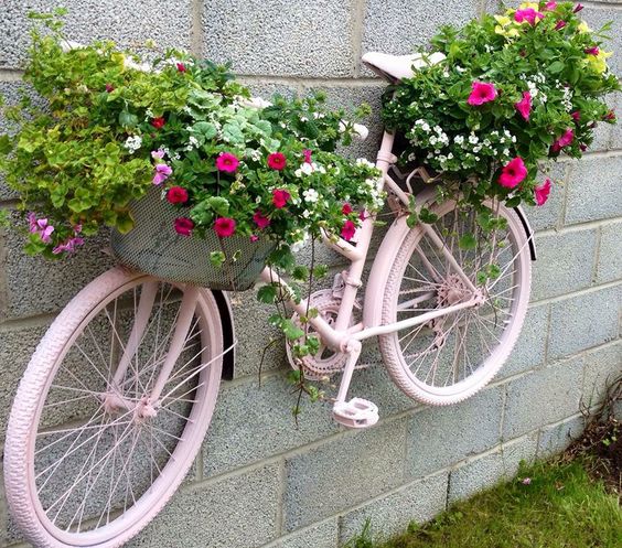 usar bicicletas como vasos de plantas 8