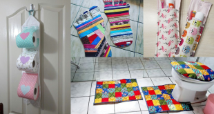 usar retalhos de tecido para decorar o banheiro