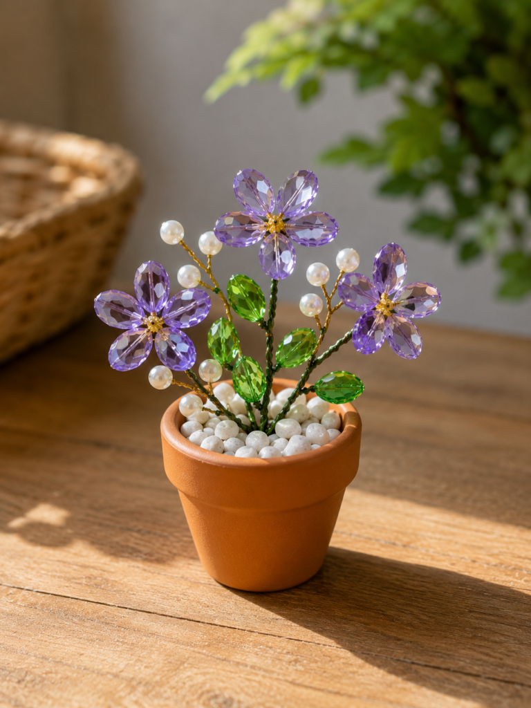 Vasinhos de Flores em Miniatura Adornados com P&eacute;rolas e Joias: Ideias Delicadas vasinhos de flores em miniatura adornados com perolas e joias 4