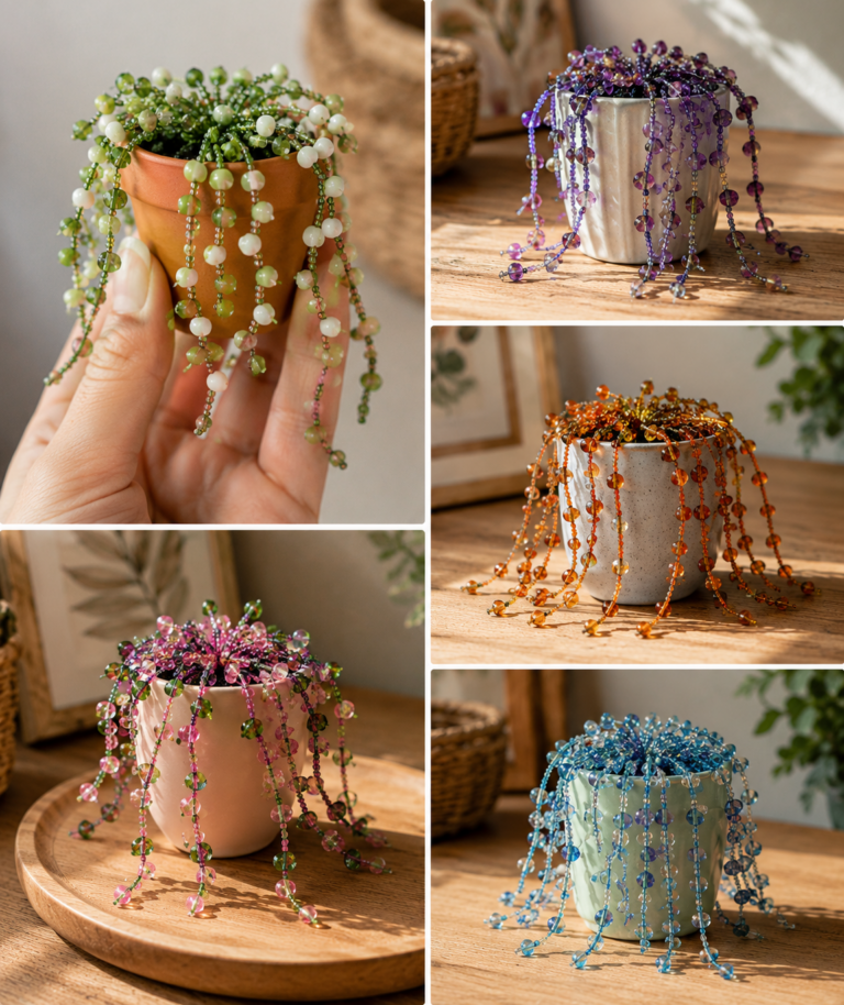 Vasinhos de Flores em Miniatura Adornados com P&eacute;rolas e Joias: Ideias Delicadas vasinhos de flores em miniatura adornados com perolas e joias 7