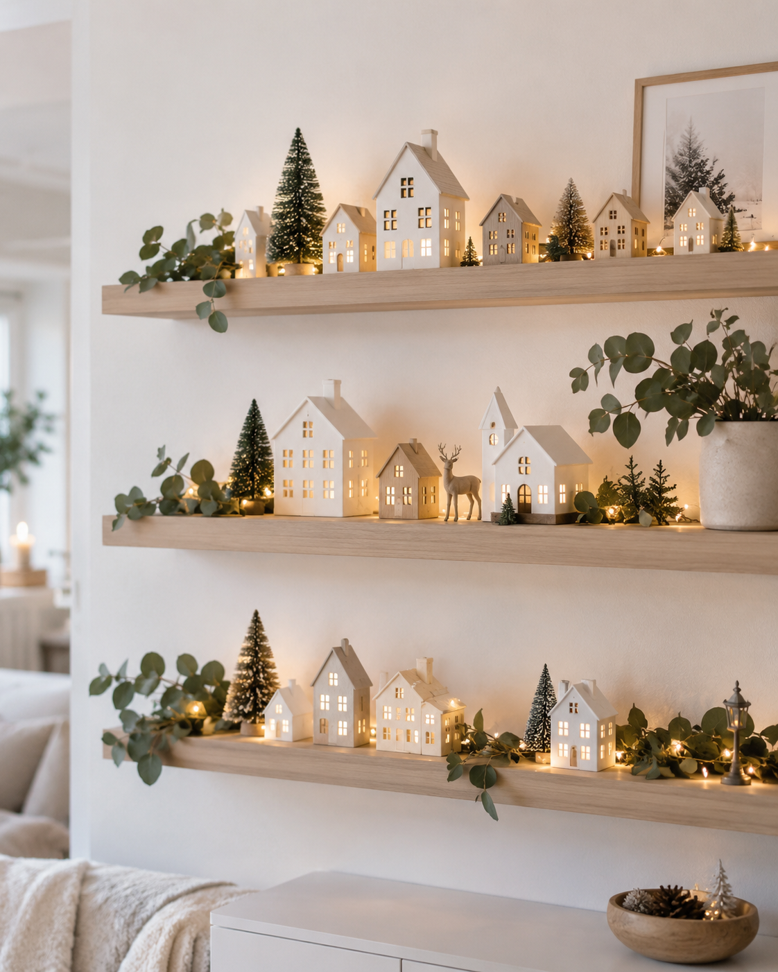 Vilas de Natal Feitas em Prateleiras: Ideias M&aacute;gicas para Decorar a Casa vilas de natal feitas em prateleiras 1