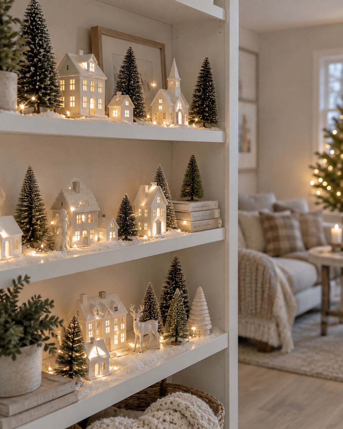 Vilas de Natal Feitas em Prateleiras: Ideias M&aacute;gicas para Decorar a Casa vilas de natal feitas em prateleiras 2