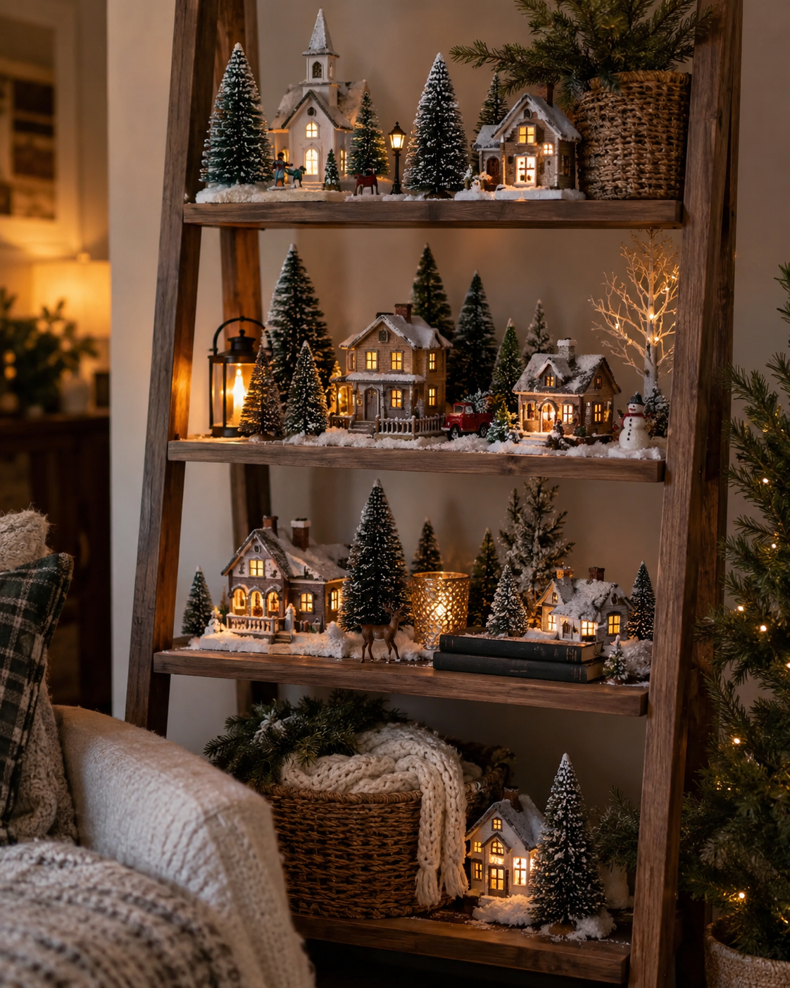 Vilas de Natal Feitas em Prateleiras: Ideias M&aacute;gicas para Decorar a Casa vilas de natal feitas em prateleiras 4