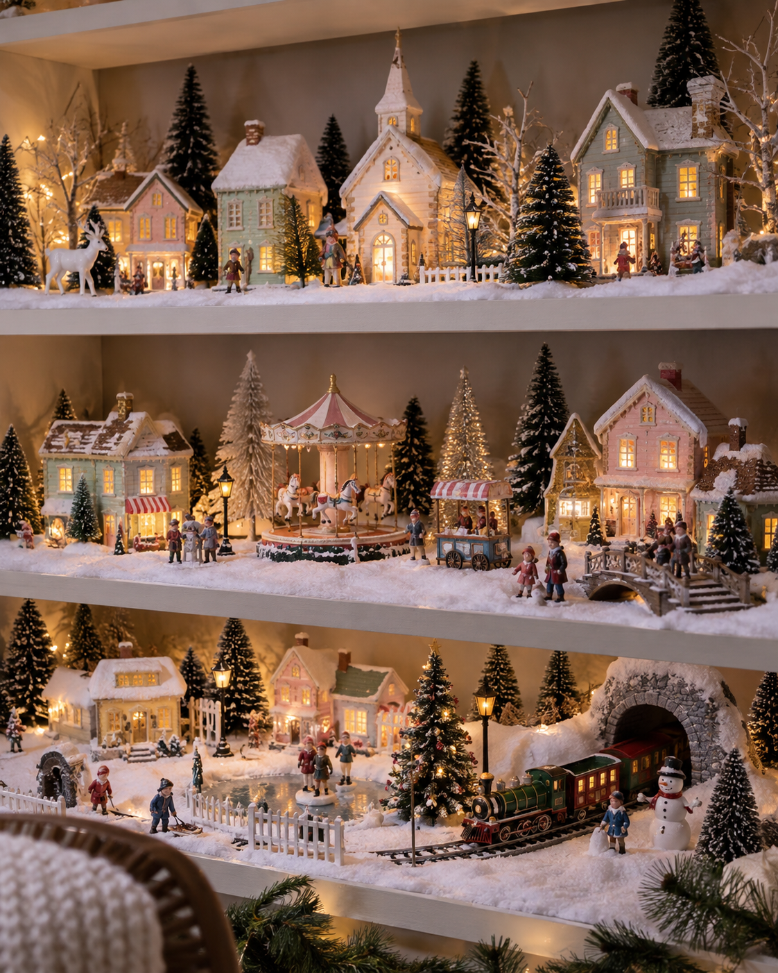 Vilas de Natal Feitas em Prateleiras: Ideias M&aacute;gicas para Decorar a Casa vilas de natal feitas em prateleiras 5