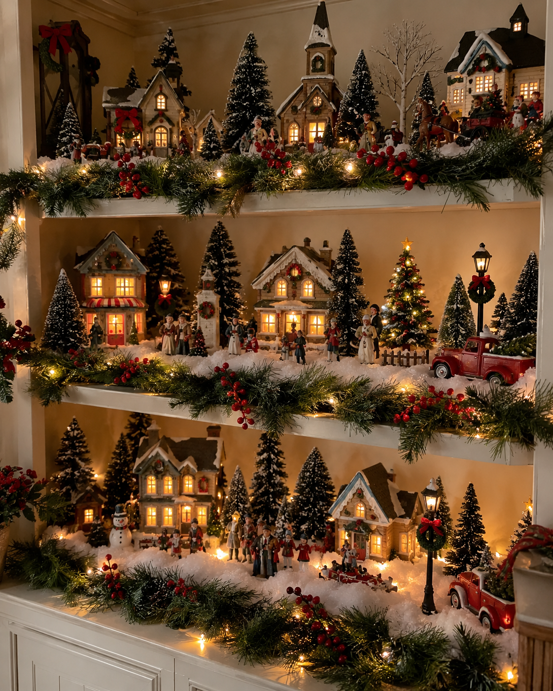 Vilas de Natal Feitas em Prateleiras: Ideias M&aacute;gicas para Decorar a Casa vilas de natal feitas em prateleiras 7