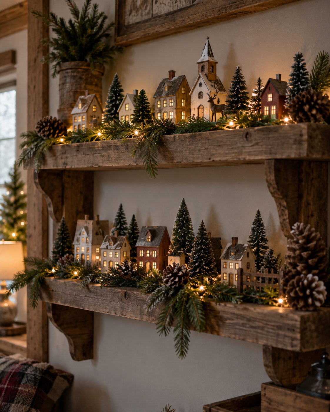 Vilas de Natal Feitas em Prateleiras: Ideias M&aacute;gicas para Decorar a Casa vilas de natal feitas em prateleiras